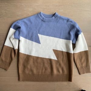 NEVER WORN LIGHTNING BOLT COLOR BLOCK SWEATER